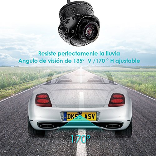 Amzdeal Telecamera Retromarcia auto 360 Porta targa con Telecamera impermeabile mini telecamera di retromarcia panoramic