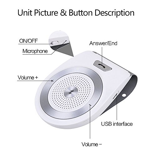 Andven Kit Vivavoce Bluetooth per Auto 4.1 con Controllo Vocale, ACCENSIONE AUTOMATICA da Sensore di Prossimità, Funziona con i GPS, Musica, Altoparlante per cellulari