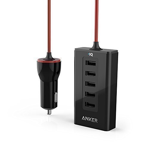 Anker PowerDrive 5 Caricabatterie per Auto Hub di Carica a 5 Porte USB (50W/10A) per iPhone, Samsung Galaxy e Altri.