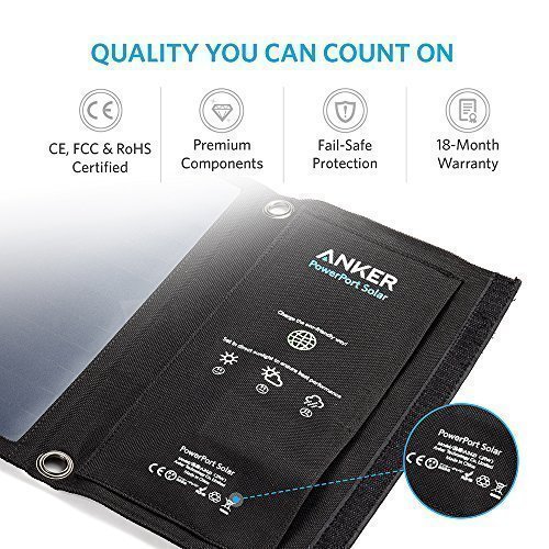 Anker PowerPort Solar (Caricabatterie ad energia solare 21W con 2 Porte USB) per iPhone 6 / 6 Plus, iPad Air 2 / mini 3, Galaxy S6 / S6 Edge e Altri