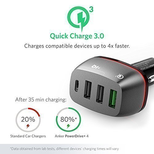 Anker [Quick Charge 3.0] Caricatore da Auto Premium 2 Porte 42W PowerDrive+ 2 con Quick Charge 3.0 & Quick Charge 2.0 con Tecnologia PowerIQ per Galaxy S7/S6/S6 Edge, iPhone, iPad, LG G5, Nexus, HTC e Altri