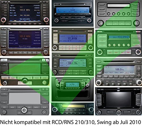 Anycar - Adattatore SD AUX MP3 compatibile con VW (R100, RCD-300, RNS-300/310, RNS MFD2 CD/DVD), Skoda (Audience, Beat, Cruise, Dance, Melody, Stream, Nexus, RCD300), Seat (Radio CD-1/2/3, PN-1/3, RNS-4, RCD300, SE250/350, SE359/360)