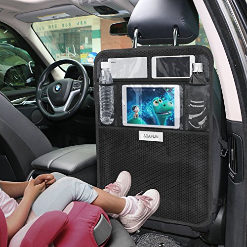 Aoafun Protezione Sedile Auto Organizzatore,Proteggi Sedile Posteriore  ， Impermeabile Kick Mats Sedile Posteriore Supporto per Tablet 10”（2pcs）