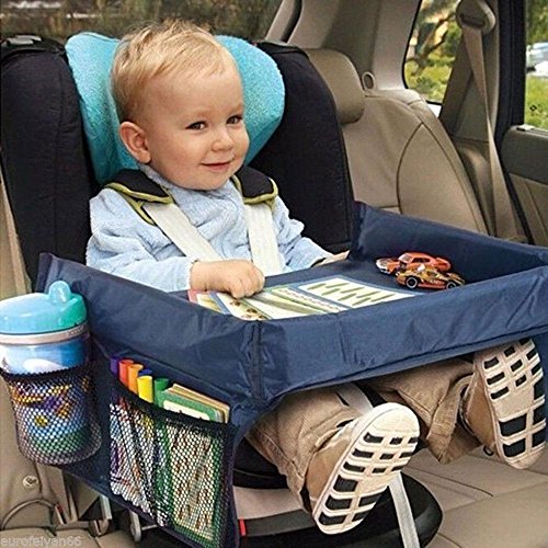 Aolvo viaggio Vassoio seggiolino auto vassoio per snack ideale per viaggi e Air Travel Writting Surface Kids Toddlers Baby Blue