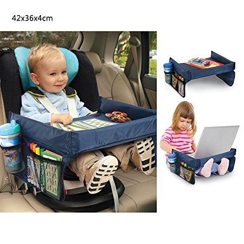 Aolvo viaggio Vassoio seggiolino auto vassoio per snack ideale per viaggi e Air Travel Writting Surface Kids Toddlers Baby Blue