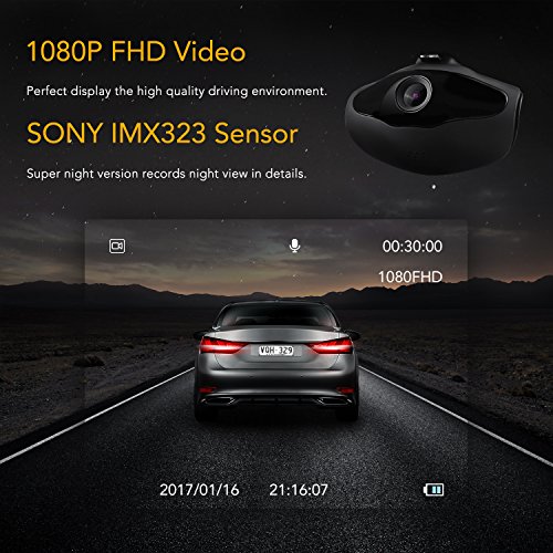 APEMAN Mini Dash Cam Telecamera Videocamera da auto 1080P FHD con Sony Sensore, Obiettivo 650 NM, WDR, Registrazione a Ciclo, Rilevamento Movimento, Monitoraggio del Parcheggio e G-Sensore