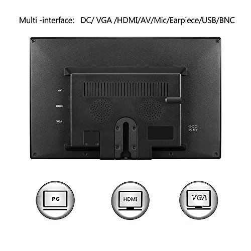 ATian 9 "HD TFT LCD a colori 1080p 1080x720 Monitor HDMI ad alta risoluzione, 16: 9 LCD TFT LCD Mini HD a colori Supporto schermo video VGA BNC Ingresso AV per PC CCTV Home Security