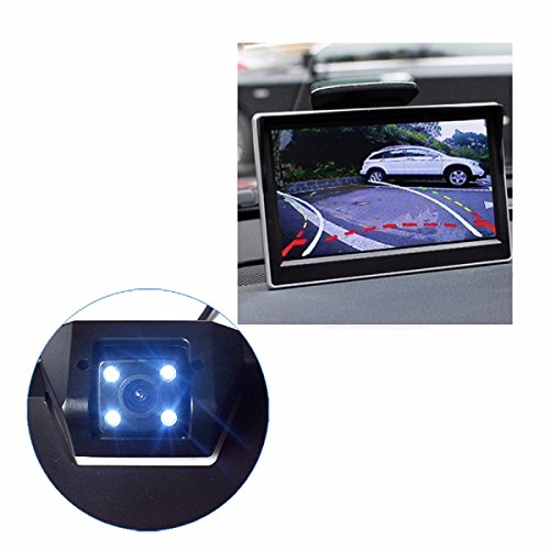 Audew Kit Camera Retromarcia per auto con Cornice per targa Visione Notturna + Monitor 4.3”