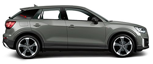 Audi - emblema adesivo ad anelli, originale Audi Q2 – pellicola decorativa per la colonna C, colore: argento