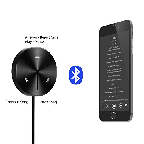 AUKEY Ricevitore Bluetooth 4.1 Wireless Car Audio Adattatore con Caricatore da Auto a 3 Porta USB e Base Magnetica per iPhone, Samsung, HTC, Laptop, Tablet, ed altri Dispositivi (black)
