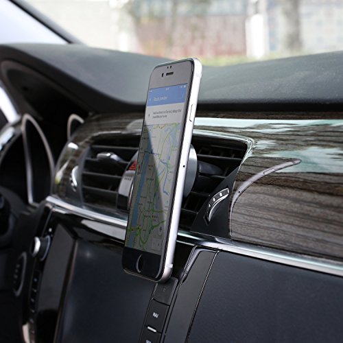 AUKEY Supporto Auto Magnetico a griglia di aerazione in alluminio supporto telefono auto universale per iPhone 7/6/5/5S, Samsung Note 8, Nexus, HTC, LG e altri smartphone – nero