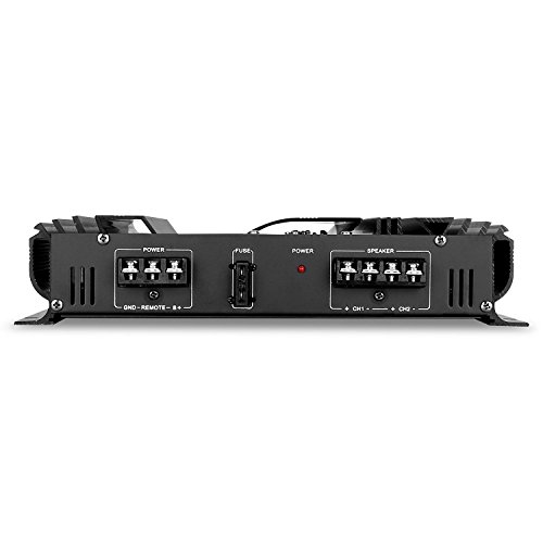 auna AMP-CH02 amplificatore per auto (1400 Watt/190 Watt RMS, 2 canali, illuminazione a LED, ingressi di alto e basso livello, telaio a bassa risonanza) - nero