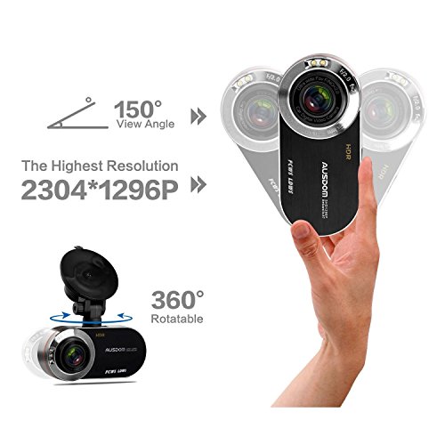 Ausdom AD260, Auto Camera fotocamera per auto 2.7 "LCD 1296p GPS, G-Sensore per rilevazione degli incidenti, registrazione di modalità di parcheggio, sensore di deviazione e sensore notturno