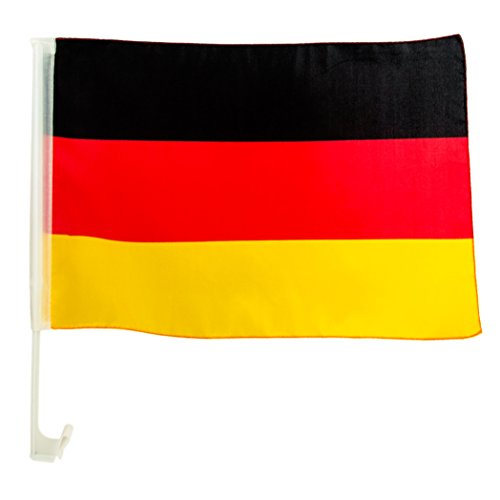 Auto-Bandiera per calcio-i fan, Germania-colori vividi, nero-rosso-oro, codolo Europa Meister 2016, a vento e intemperie, sicura e supporto stabile, semplice da montare ...