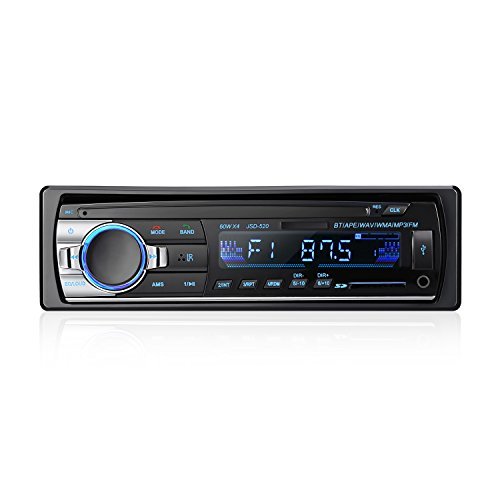 Auto Bluetooth Audio stereo ricevitore – Leshp Bluetooth auto audio stereo singolo DIN in dash 12 V ricevitore FM radio lettore MP3 con telecomando, 60WX4 JSD-520