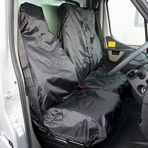 Auto Companion - Set di coprisedili impermeabili per furgoni, universali (composto da 1 coprisedile per sedile conducente e 1 coprisedile per sedile monoblocco), nero
