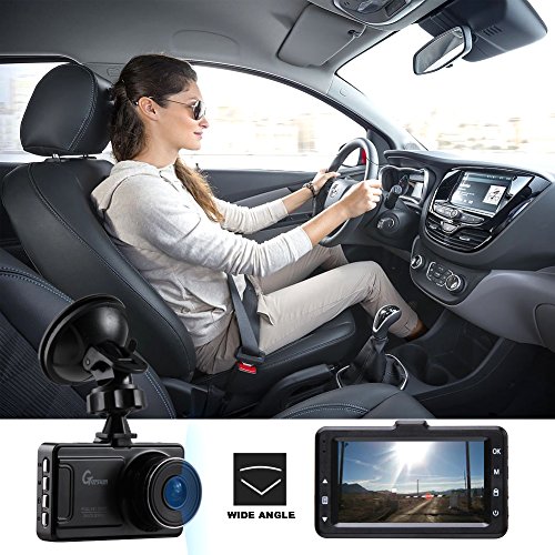 Auto Dash Cam 1080P Full HD Auto Video Recorder Obiettivo Grandangolare di 170 Gradi con Lente con Rilevatore 3 Pollici HD Display di Movimento, G-Sensor (Nero brillante)