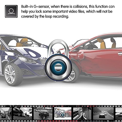 Auto Dash Cam visione notturna, schermo 10,2 cm HD Dual Cam video registratore | FHD 1080p 170 ° grandangolare auto fotocamera anteriore e posteriore con G-Sensor, registrazione vocale, modalità di comando, ciclo di registrazione (nero)