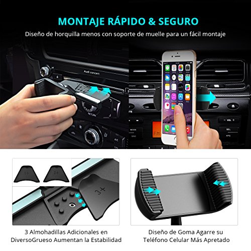 Auto del telefono, Mpow universale CD slot supporto auto cellulare con Spring Holder, 360 gradi di rotazione Car Holder per iPhone 7/6/6/6S/ Plus/5/5S, iPod Touch, LG, Nexus 5, HTC, Sony e dispositivi GPS
