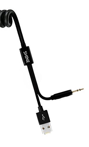 Auto Music Interface, BMW iPhone 7 8 y cavo Lightning di ricarica, cavo a spirale 3.5 mm audio Jack Aux e USB caricabatteria in lead- 6.7 piedi (2 meters) Lunghezza