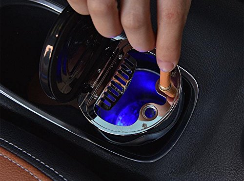 Auto portatile bussola posacenere auto con LED lampada metallo auto accessori (11*7.7*6.5 cm), colore: Nero