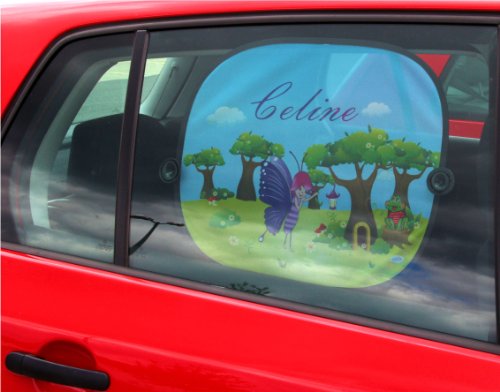 Auto Protezione solare Set per bambini Alette parasole circa 500 Motivi con il proprietario Nomi & Foto personale