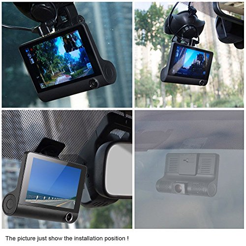 Auto telecamera, 3 canali DVR registratore | Dual telecamera anteriore e posteriore | veicolo fotocamera con G-Sensor, modalità di comando, registrazione in loop + Night Vision Rearview Cam