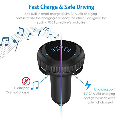 Auto Trasmettitore FM Bluetooth lokalisierer Hand Free Car Kit con 2 USB caricabatteria da auto (5 V/a uscita) Wireless MP3 Player Audio Radio Adattatore supporta scheda TF e tutti gli smartphone Audio Player