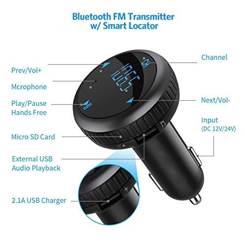 Auto Trasmettitore FM Bluetooth lokalisierer Hand Free Car Kit con 2 USB caricabatteria da auto (5 V/a uscita) Wireless MP3 Player Audio Radio Adattatore supporta scheda TF e tutti gli smartphone Audio Player