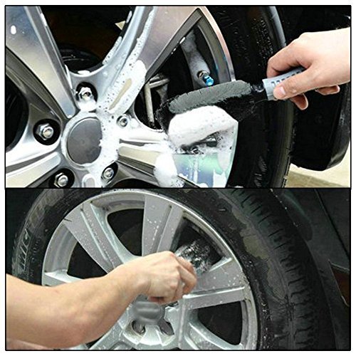 Autoec spazzole per pulizia auto tire RIM scrub Brush Brush Cleaner morbido in lega Tie auto moto Bike ruota strumento di pulizia (confezione da 2)