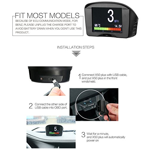 Autool auto OBDII digitale kmh/MPH tachimetro e velocità eccessiva allarme auto comune Fault code scanner temperatura dell