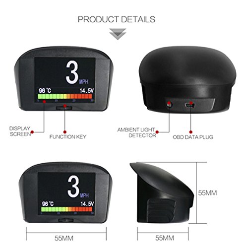 Autool, misuratore digitale OBD con display HUD (Head-up) per auto, modello X50 Plus, rileva temperatura dell