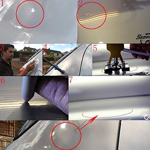 Autopdr, kit PDR per la riparazione di ammaccature da grandine su auto, composto da estrattore per ammaccature argentato e guarnizioni adesive