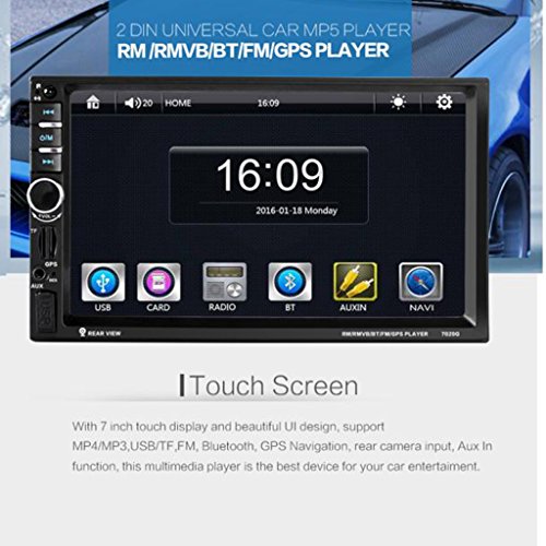 Autoradio 2 DIN MP5 con touch screen da 7”, bluetooth universale 2 DIN HD MP5, radio FM, entrata USB, ingresso AUX ricevitore
