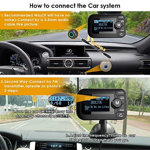 Autoradio DAB+ con trasmettitore FM e vivavoce Bluetooth, Ricevitore musicale lettore MP3, adattatore radio digitale DAB per auto con suono cristallino / Caricatore doppio per auto / slot AUX / TF / Display LCD 2,3 pollici / Antenna attiva