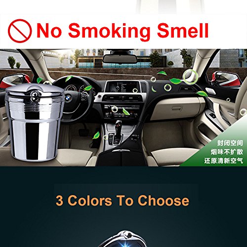 Autosunshine aluminum auto posacenere blu LED Cool Light indicator Travel auto Cigarette Odor Remover Smoke Diffuser supporto cilindro