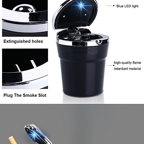 Autosunshine aluminum auto posacenere blu LED Cool Light indicator Travel auto Cigarette Odor Remover Smoke Diffuser supporto cilindro