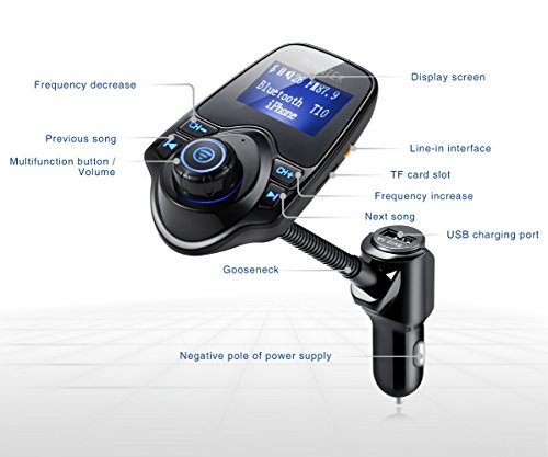 AVANTEK Trasmettitore FM Bluetooth, Chiamate Mani Libere per Auto, Lettore MP3, Supporta Musica nei Formati MP3 WMA su TF/ Micro SD Card