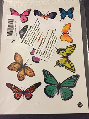 AWS Set 11 stickers farfalle farfalla impermeabili per auto moto adesivi in vinile butterfly formato di stampa A4 vinyl waterproof stickers for car (29,7_x_21_cm)