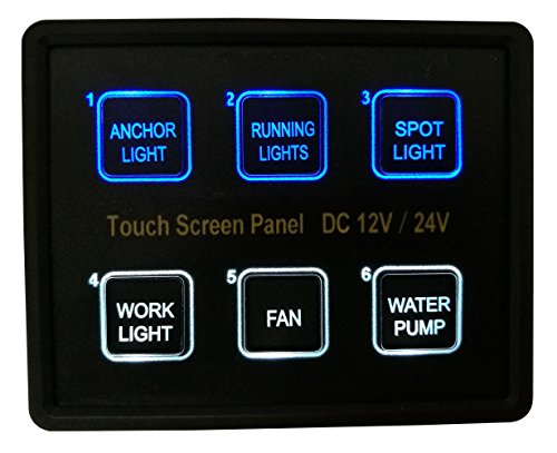 Bandc 12 V/24 V 6 Gang Blue LED senso capacitivo Touch Control panel box per auto marine caravan