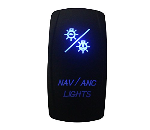 Bandc 12 V/24 V Nav/ANC Lights Rocker switch on-off-on Dpdt 7 pin a laser blu LED per auto marine grade Boat RV impermeabile IP66