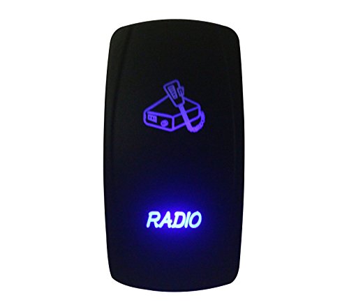 Bandc 12 V/24 V radio Rocker switch laser Etched Blue LED 5 pins SPST on-off per marine grade auto RV impermeabile IP66