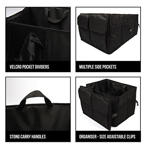 Batlon Organizer bagagliaio auto pieghevole 600D Oxford scatola nera completa di borsa con cordoncino