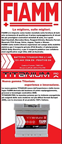 BATTERIA AUTO FIAMM TITANIUM PRO 44Ah L1 44P 390A MISURE 207x175x190 (L x P x H)