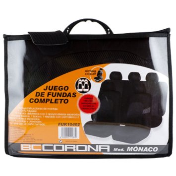 BC Corona FUK10402 Set Completo Di Coprisedili Per Auto Monaco, Nero (Airbag Compatibile / Cerniera Posteriore...