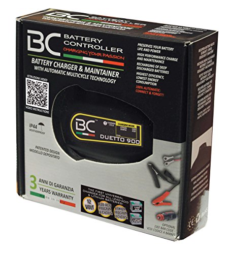 BC Duetto 900 Caricabatteria Intelligente Universale Per Batterie Piombo-Acido e Litio Moto Scooter Quad 12V 1A