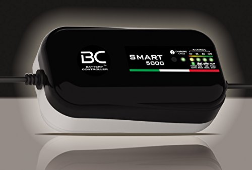 BC SMART 5000 - 12V 1A/5A - Caricabatteria con compensazione automatica della temperatura - 4 programmi di carica per batterie auto, batterie moto, Start&Stop e Power Supply