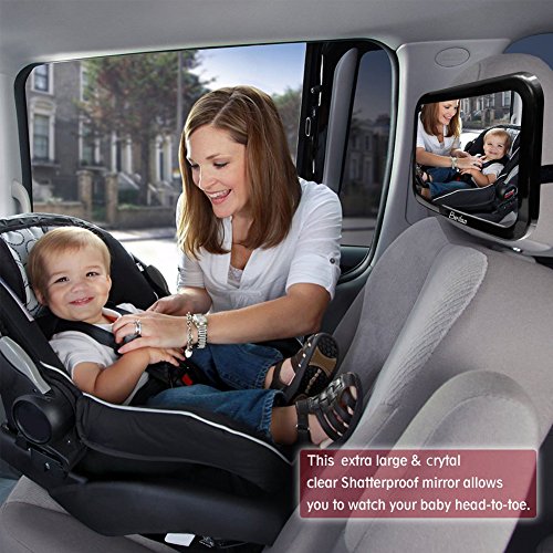 BeiLan Backseat Baby Car Mirror Facing seggiolino di sicurezza posteriore specchi retrovisore specchio assemblata e regolabile con largo convesso in vetro temperato, crash test per sicurezza