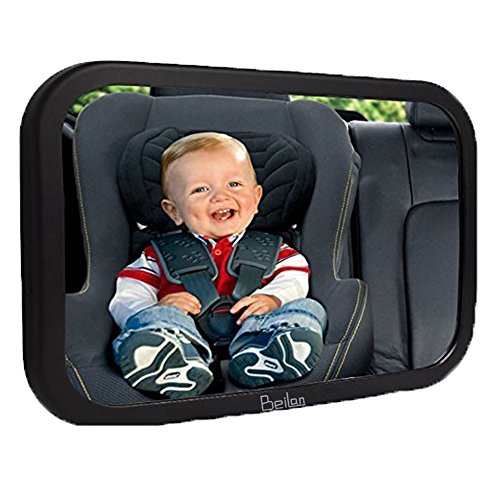 BeiLan Backseat Baby Car Mirror Facing seggiolino di sicurezza posteriore specchi retrovisore specchio assemblata e regolabile con largo convesso in vetro temperato, crash test per sicurezza