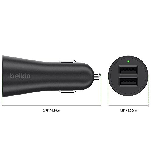 Belkin F8M930btBLK BOOST↑UPCaricabatteria da Auto USB-A Universale a 2 Prese USB, Nero